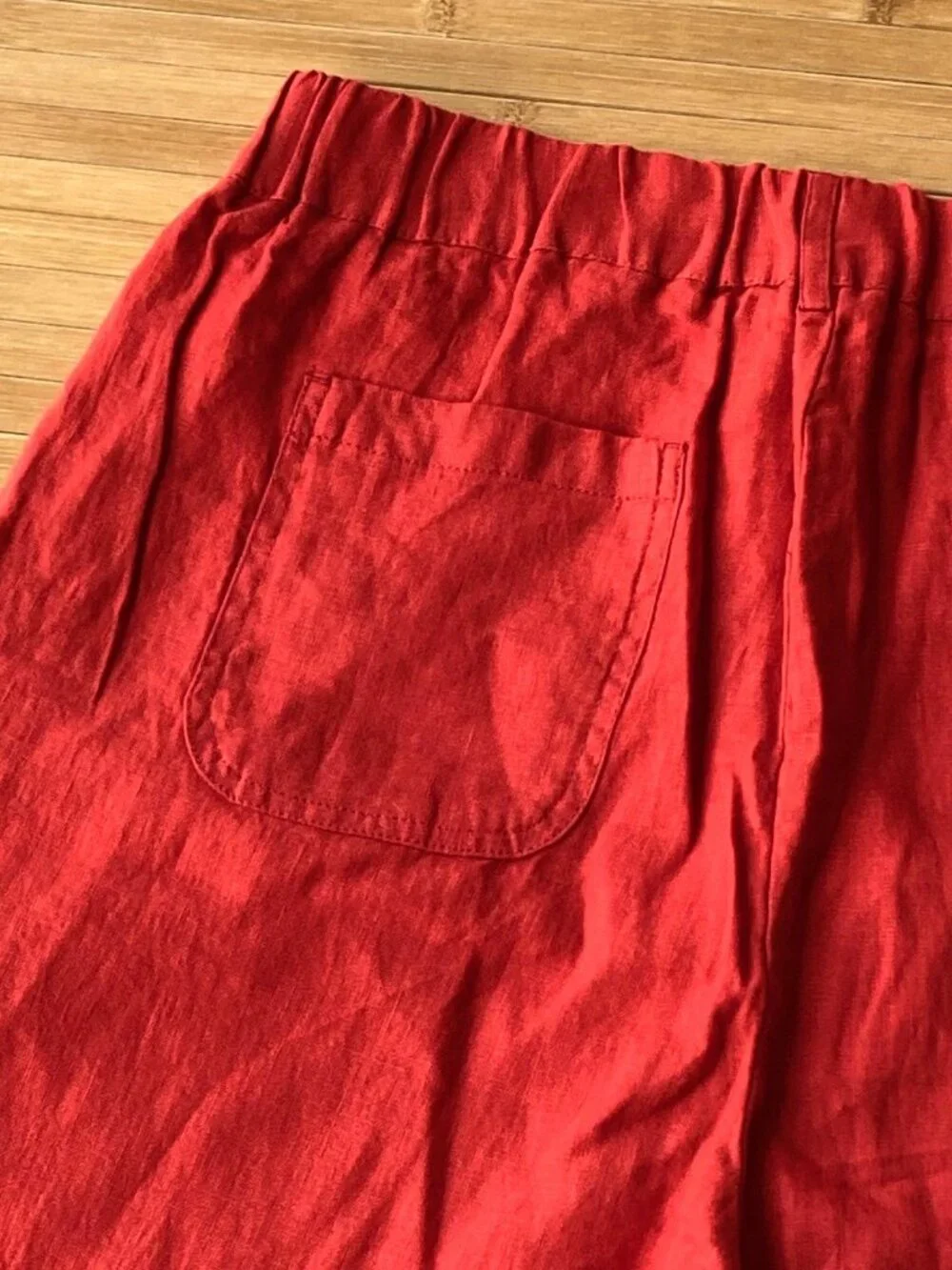 Quince 100% European Linen Ankle Pants Pull On Women Small S Chile Red NWT